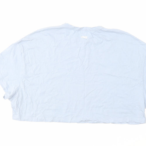 ASOS Womens Blue Cotton Cropped T-Shirt Size 16 Round Neck