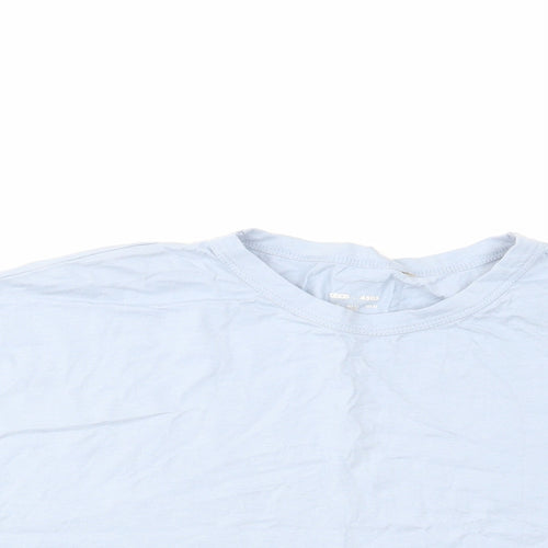 ASOS Womens Blue Cotton Cropped T-Shirt Size 16 Round Neck