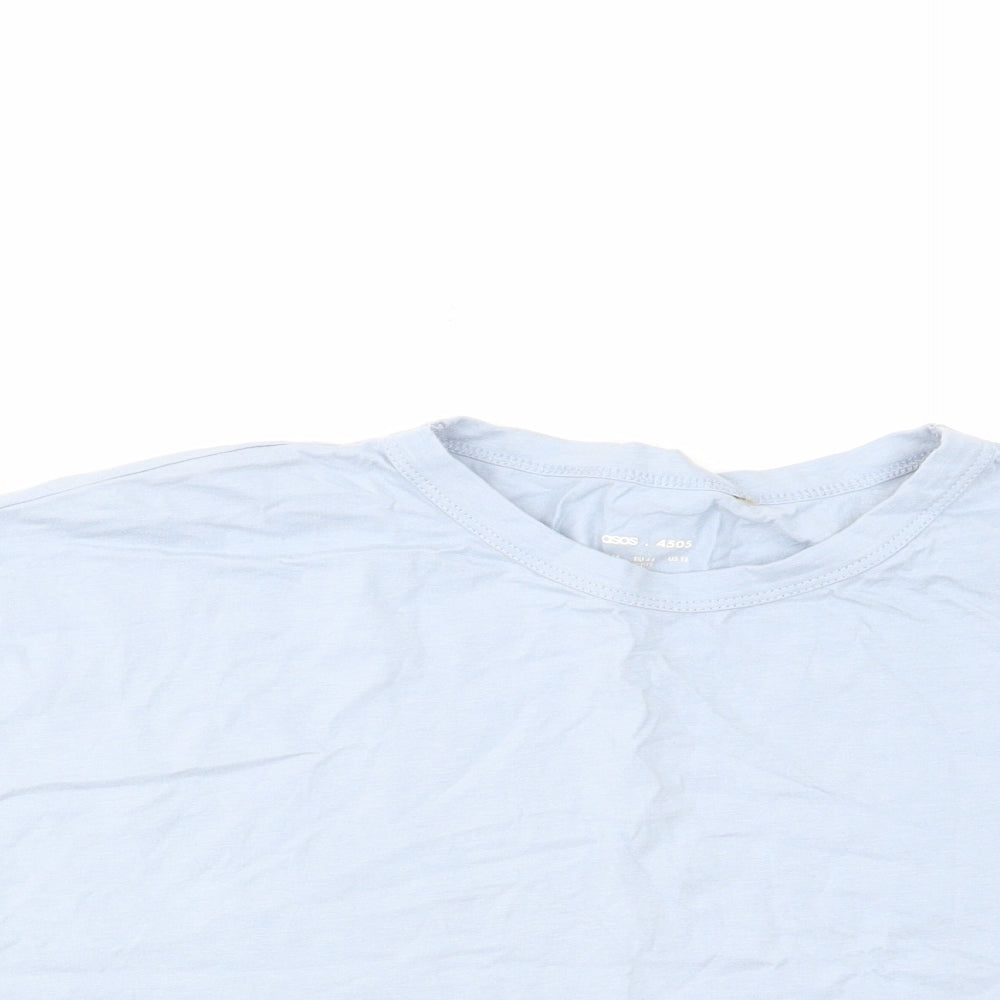 ASOS Womens Blue Cotton Cropped T-Shirt Size 16 Round Neck