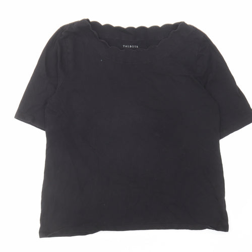 Talbots Womens Black Cotton Basic T-Shirt Size L Round Neck