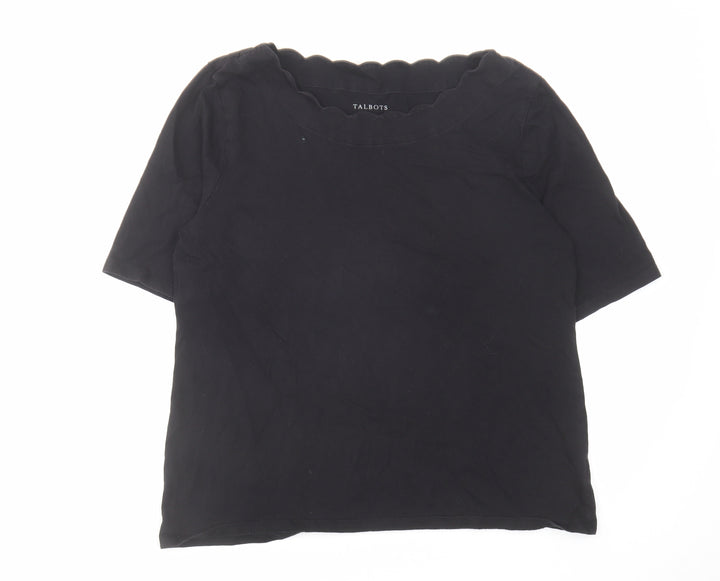Talbots Womens Black Cotton Basic T-Shirt Size L Round Neck