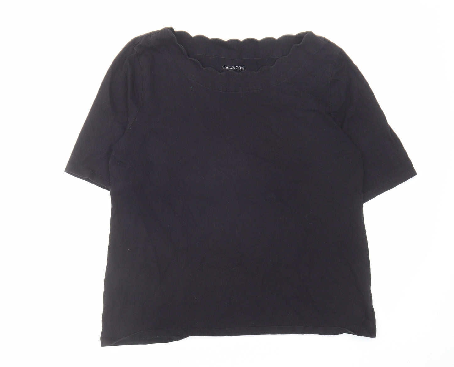 Talbots Womens Black Cotton Basic T-Shirt Size L Round Neck