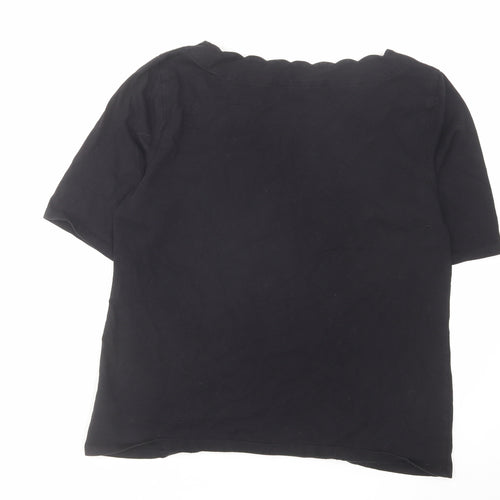 Talbots Womens Black Cotton Basic T-Shirt Size L Round Neck
