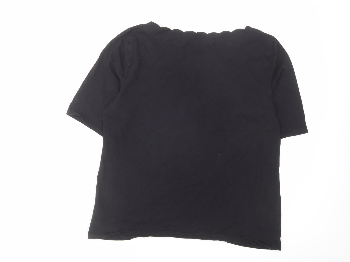 Talbots Womens Black Cotton Basic T-Shirt Size L Round Neck