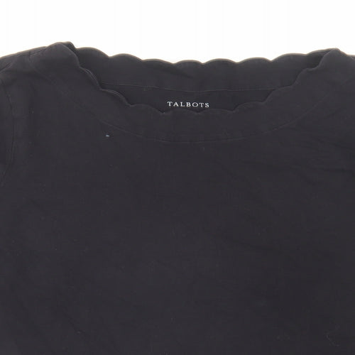 Talbots Womens Black Cotton Basic T-Shirt Size L Round Neck
