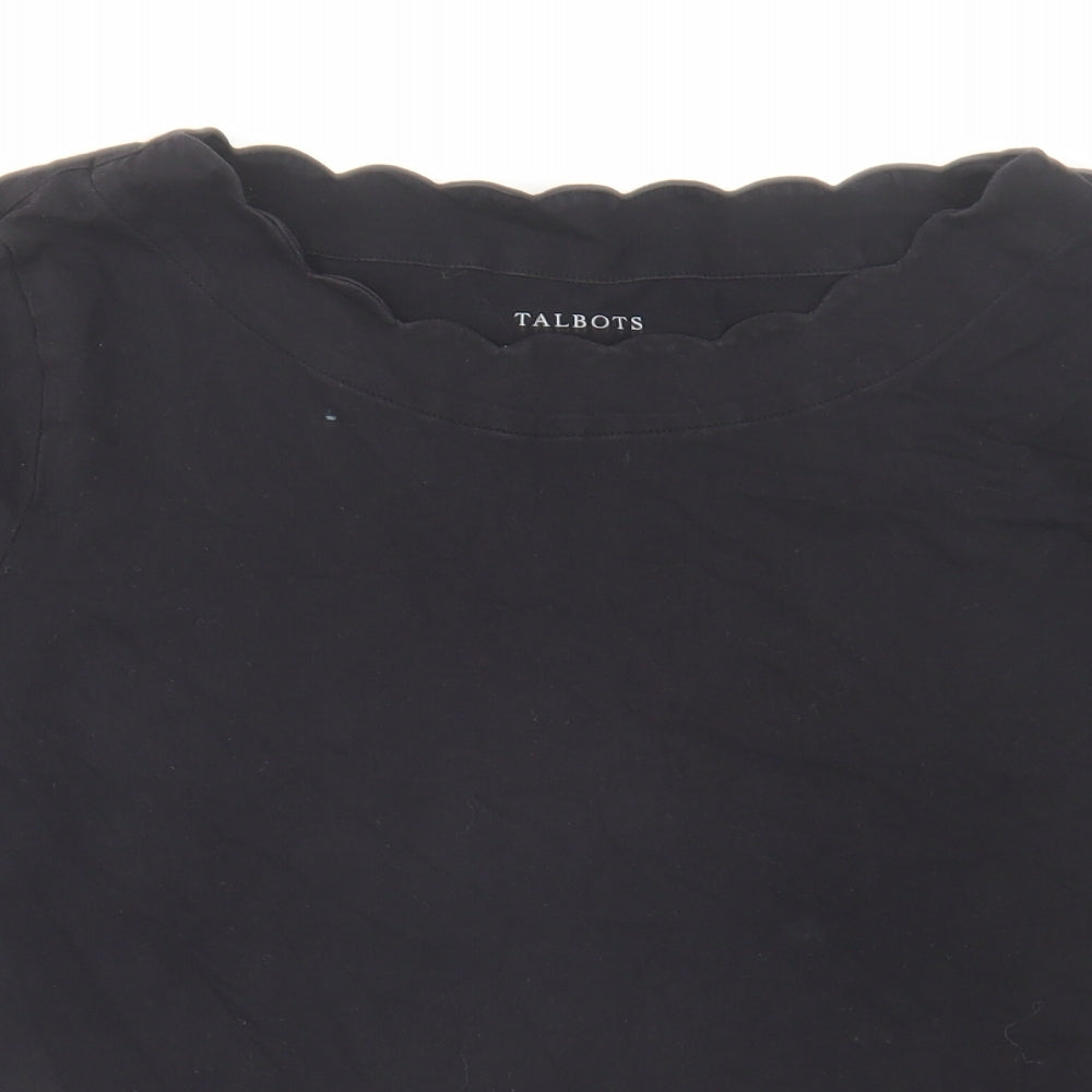 Talbots Womens Black Cotton Basic T-Shirt Size L Round Neck