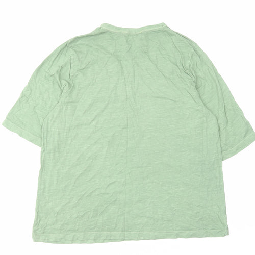 Marks and Spencer Womens Green Cotton Basic T-Shirt Size 14 Round Neck
