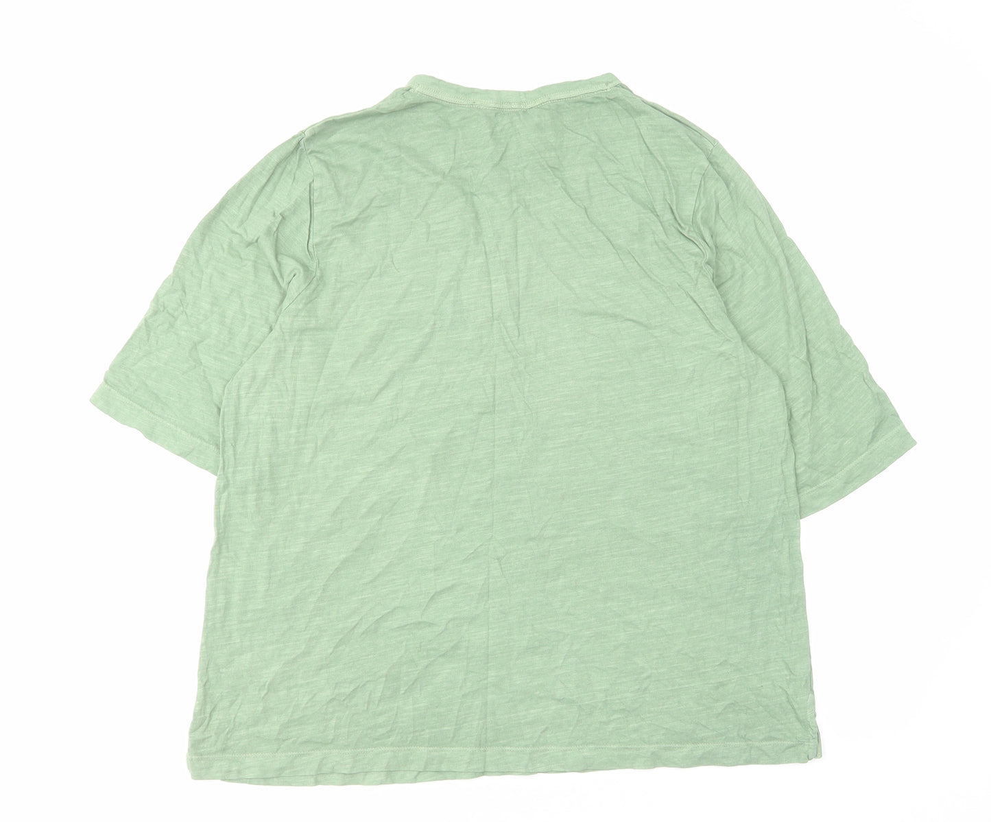 Marks and Spencer Womens Green Cotton Basic T-Shirt Size 14 Round Neck