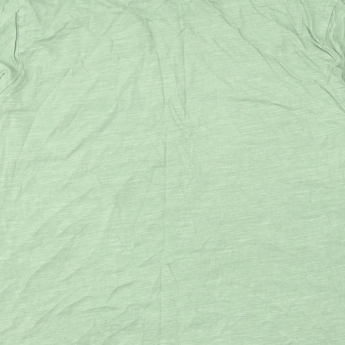 Marks and Spencer Womens Green Cotton Basic T-Shirt Size 14 Round Neck