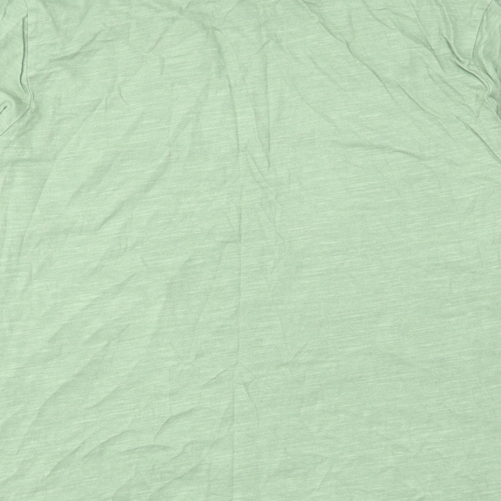 Marks and Spencer Womens Green Cotton Basic T-Shirt Size 14 Round Neck