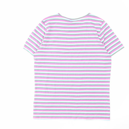 NEXT Womens Multicoloured Striped Cotton Basic T-Shirt Size 16 Round Neck