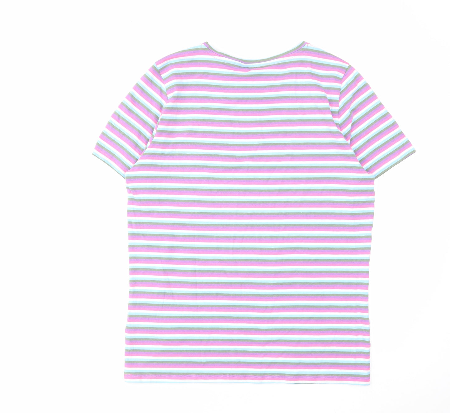 NEXT Womens Multicoloured Striped Cotton Basic T-Shirt Size 16 Round Neck