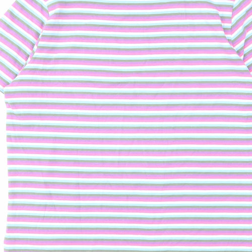 NEXT Womens Multicoloured Striped Cotton Basic T-Shirt Size 16 Round Neck