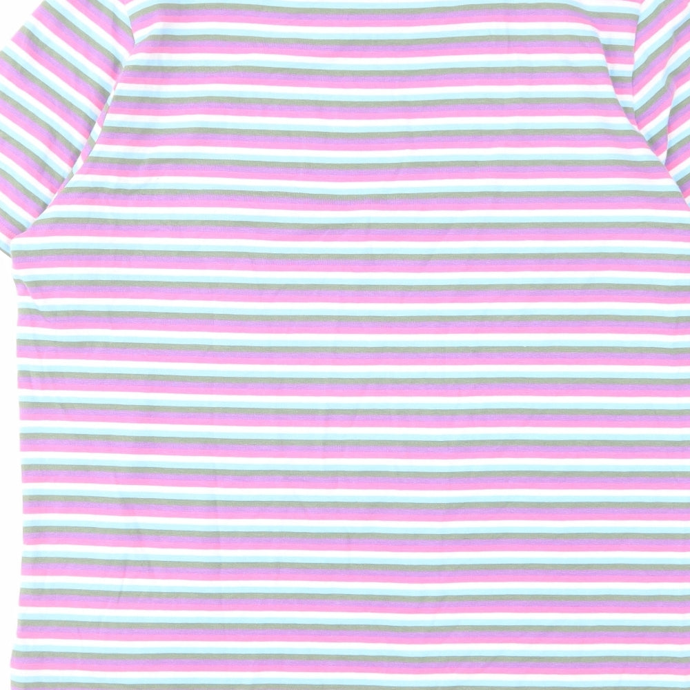 NEXT Womens Multicoloured Striped Cotton Basic T-Shirt Size 16 Round Neck