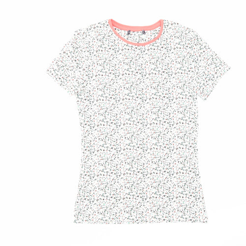 Marks and Spencer Womens Multicoloured Animal Print Cotton Basic T-Shirt Size 8 Round Neck - Leopard Print
