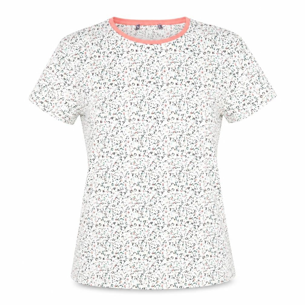 Marks and Spencer Womens Multicoloured Animal Print Cotton Basic T-Shirt Size 8 Round Neck - Leopard Print