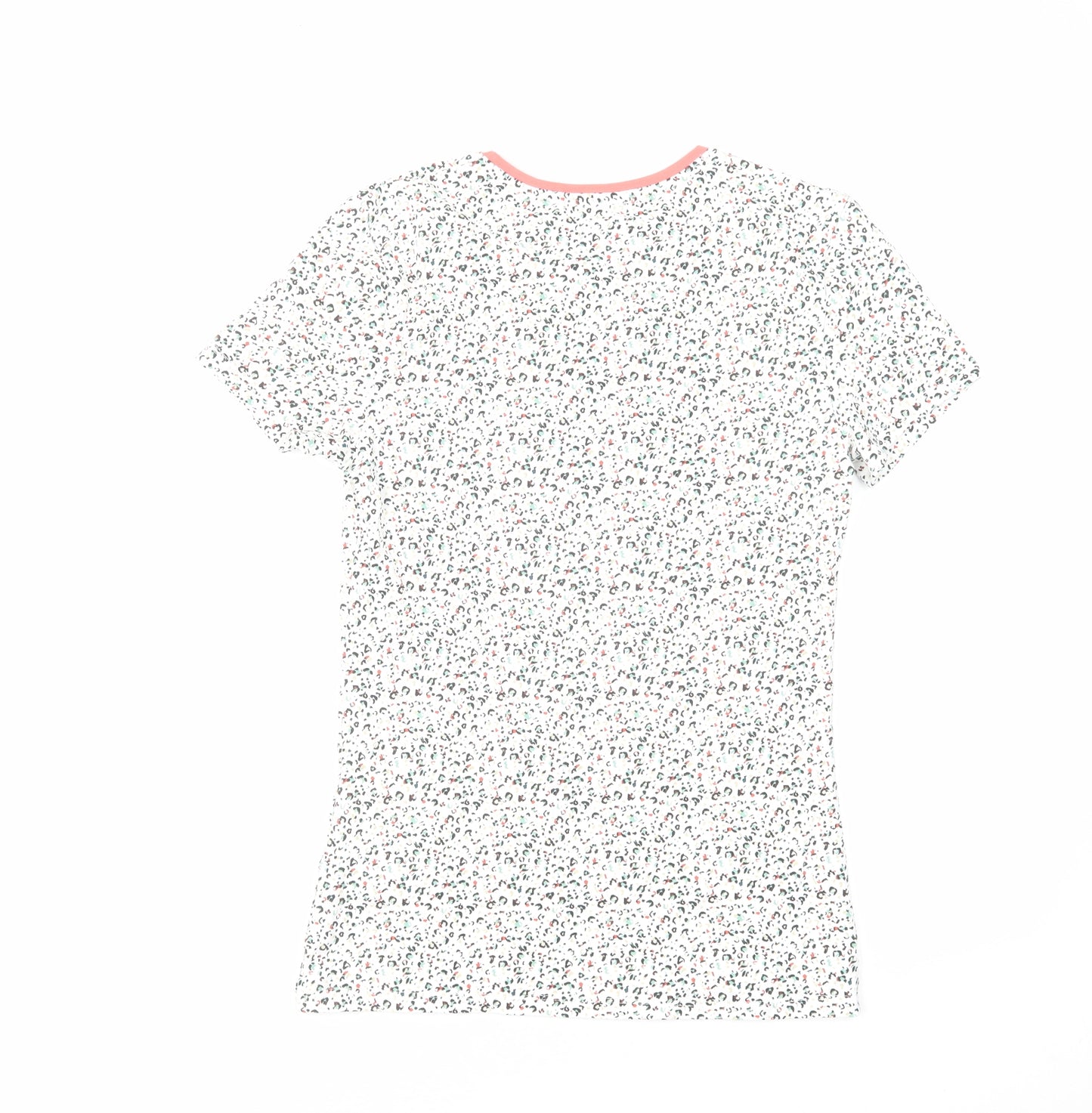 Marks and Spencer Womens Multicoloured Animal Print Cotton Basic T-Shirt Size 8 Round Neck - Leopard Print