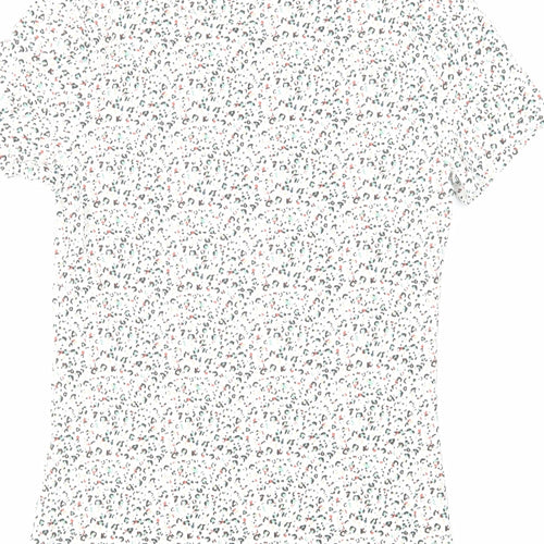 Marks and Spencer Womens Multicoloured Animal Print Cotton Basic T-Shirt Size 8 Round Neck - Leopard Print