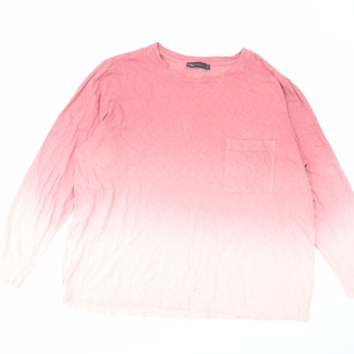Marks and Spencer Womens Pink Cotton Basic T-Shirt Size 18 Round Neck