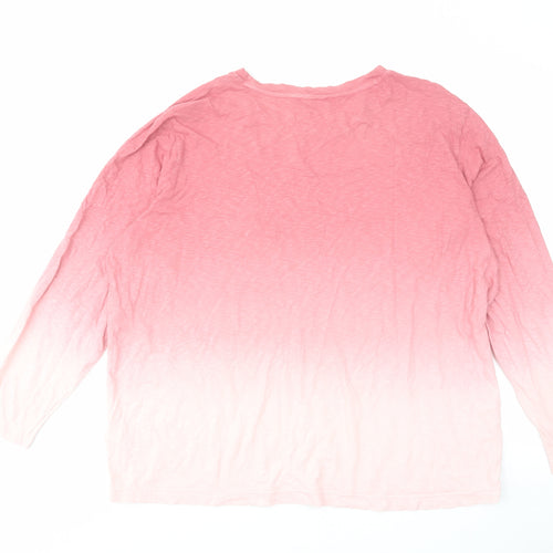 Marks and Spencer Womens Pink Cotton Basic T-Shirt Size 18 Round Neck