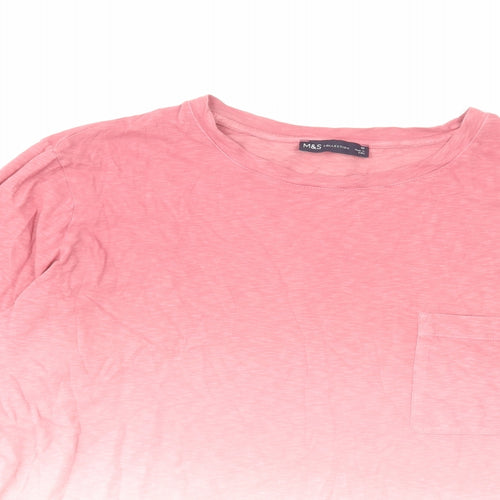 Marks and Spencer Womens Pink Cotton Basic T-Shirt Size 18 Round Neck