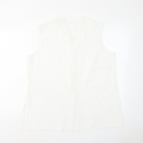 Foxy Lady Womens White Viscose Basic Button-Up Size 18 Round Neck