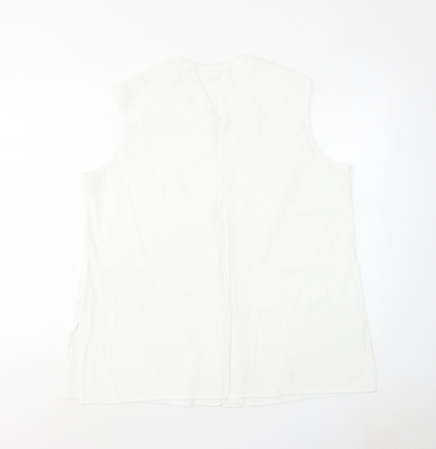 Foxy Lady Womens White Viscose Basic Button-Up Size 18 Round Neck