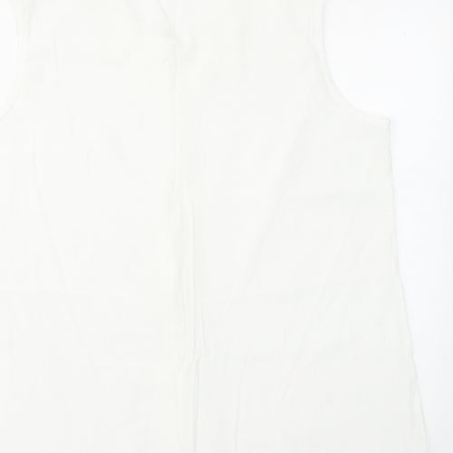 Foxy Lady Womens White Viscose Basic Button-Up Size 18 Round Neck