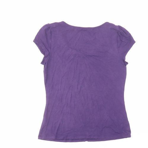 Marks and Spencer Womens Purple Viscose Basic T-Shirt Size 10 Round Neck