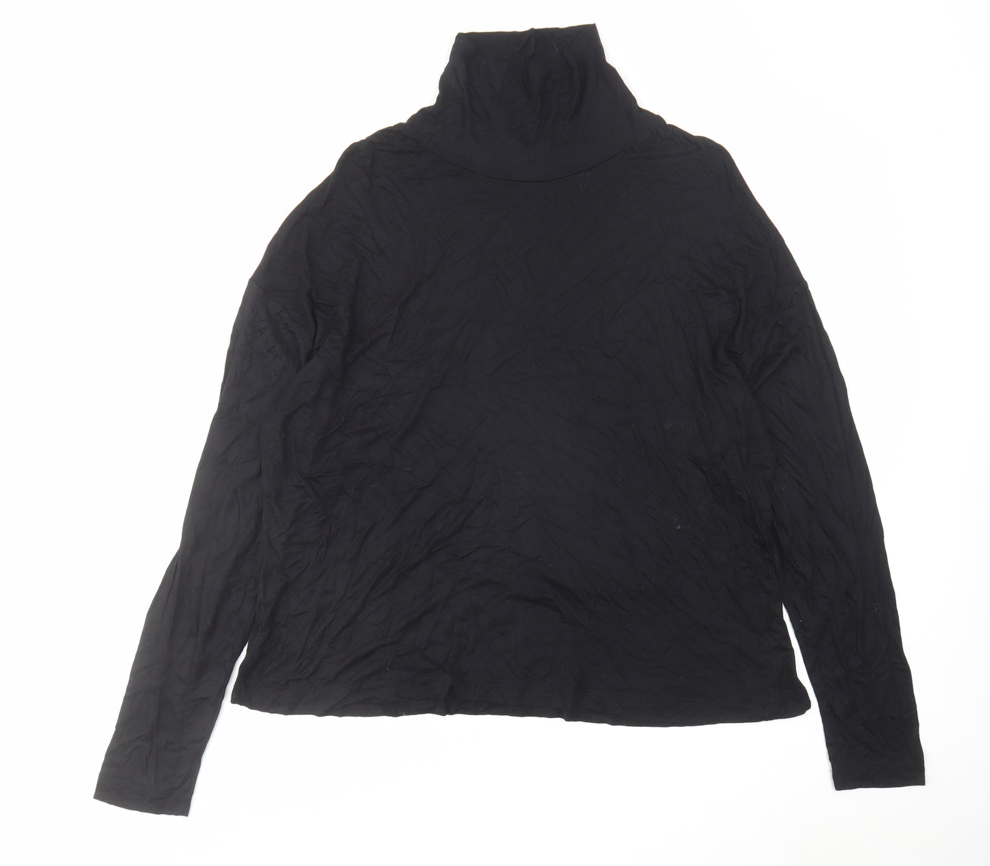 Marks and Spencer Womens Black Viscose Basic T-Shirt Size 18 High Neck