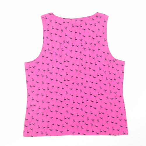 M&Co Womens Pink Geometric Cotton Basic Tank Size 20 V-Neck - Flamingo Pattern