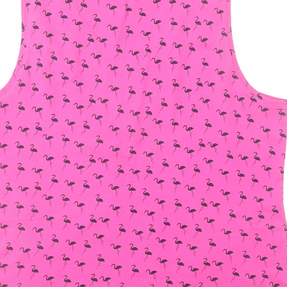 M&Co Womens Pink Geometric Cotton Basic Tank Size 20 V-Neck - Flamingo Pattern
