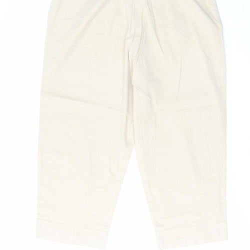 Bonmarché Womens Beige Cotton Capri Trousers Size 18 L21 in Regular Zip