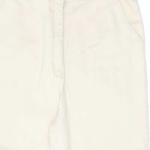 Bonmarché Womens Beige Cotton Capri Trousers Size 18 L21 in Regular Zip
