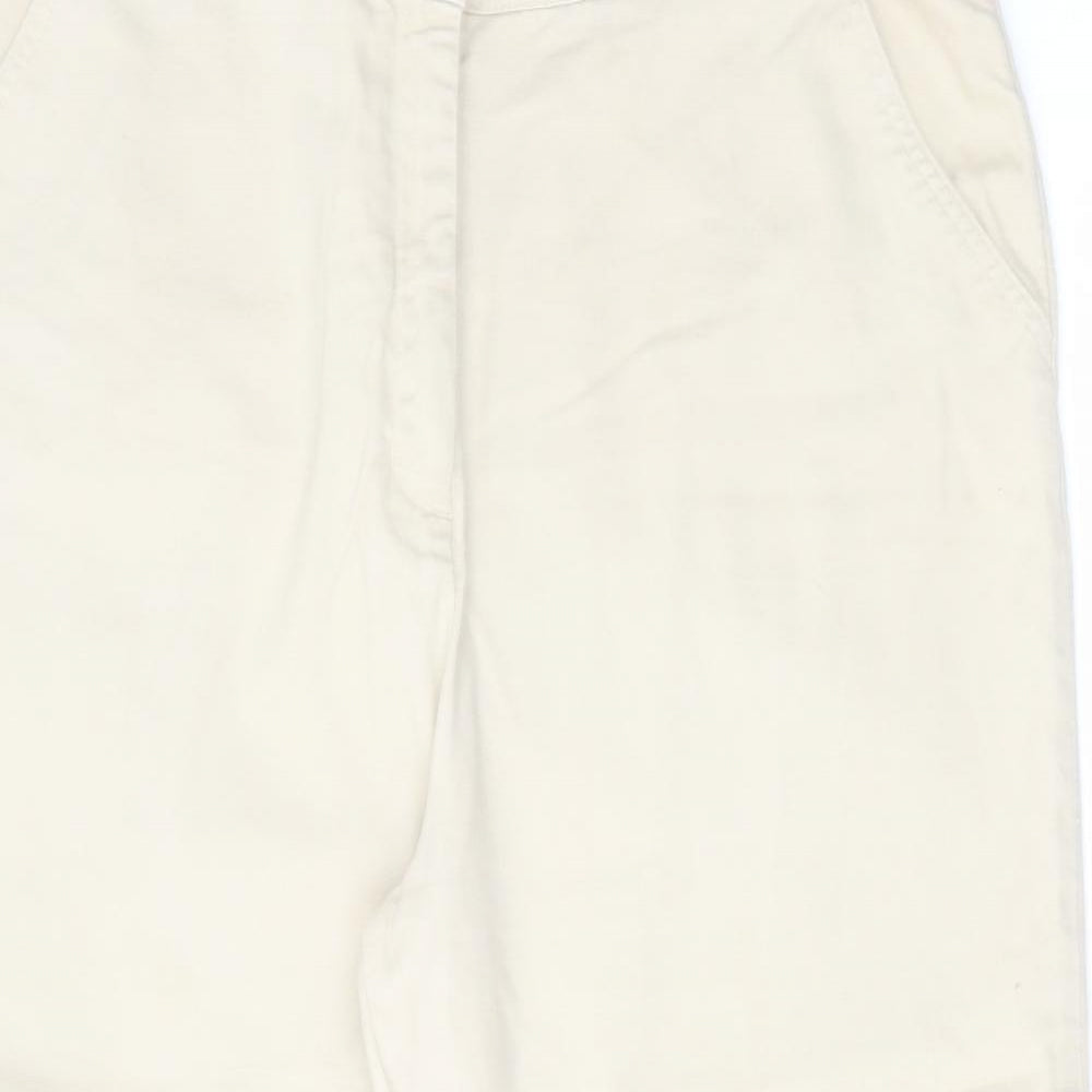 Bonmarché Womens Beige Cotton Capri Trousers Size 18 L21 in Regular Zip