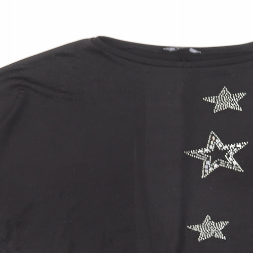 New Look Womens Black Polyester Basic Blouse Size M Round Neck - Stars Print