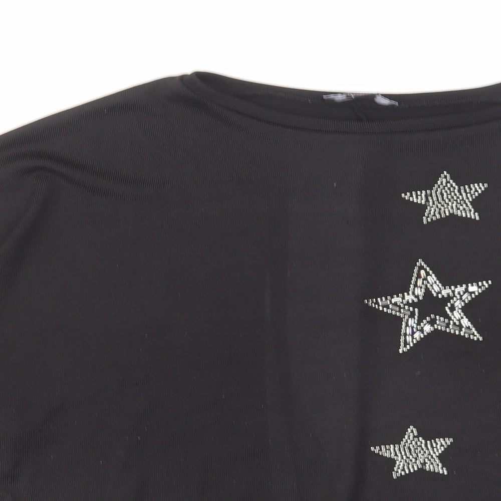 New Look Womens Black Polyester Basic Blouse Size M Round Neck - Stars Print