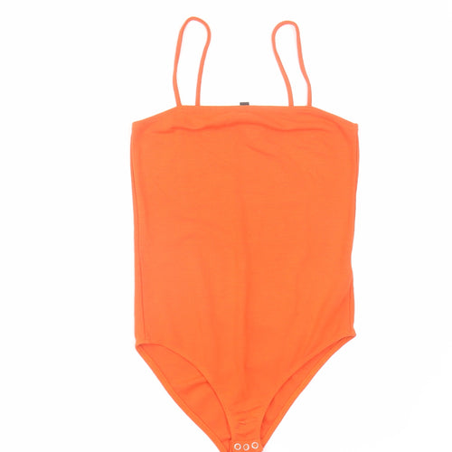 Topshop Womens Orange Viscose Bodysuit One-Piece Size 10 Snap