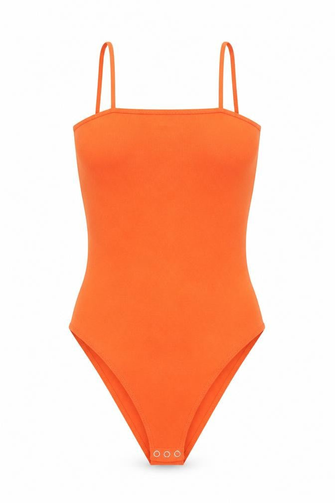 Topshop Womens Orange Viscose Bodysuit One-Piece Size 10 Snap