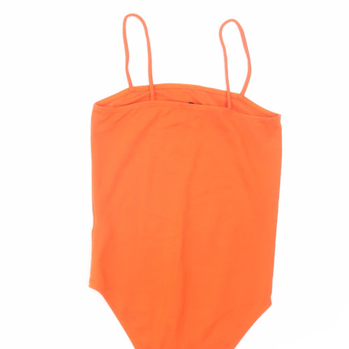 Topshop Womens Orange Viscose Bodysuit One-Piece Size 10 Snap