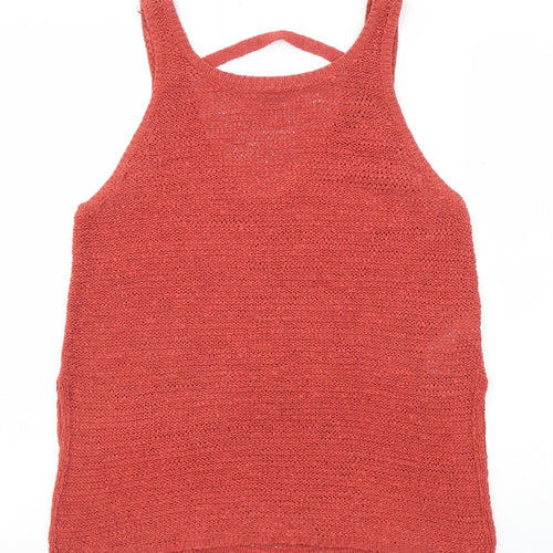 New Look Womens Red Acrylic Basic Tank Size 8 Round Neck