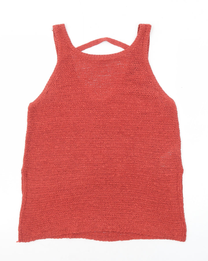 New Look Womens Red Acrylic Basic Tank Size 8 Round Neck
