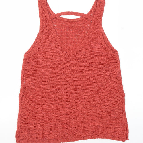 New Look Womens Red Acrylic Basic Tank Size 8 Round Neck