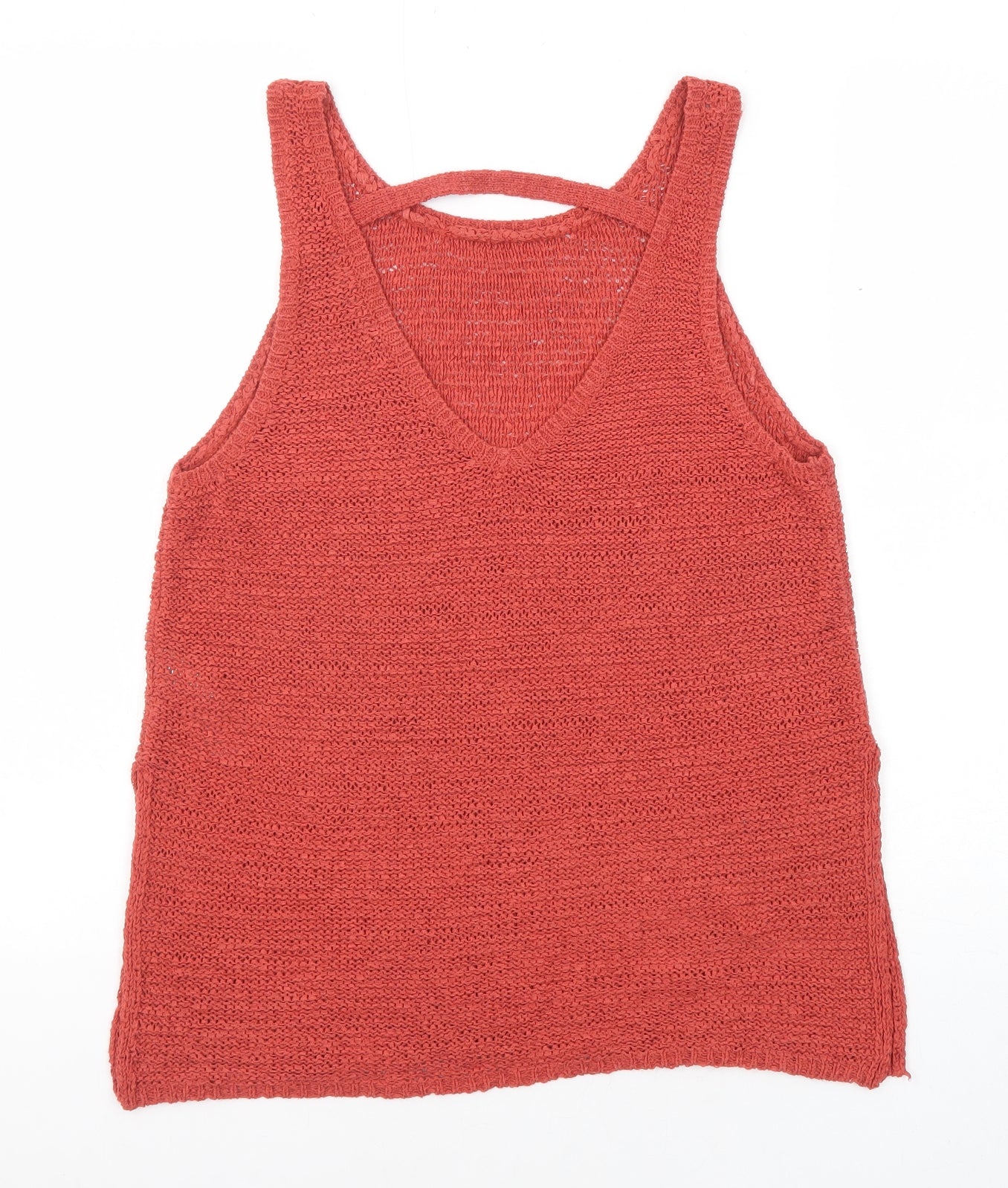 New Look Womens Red Acrylic Basic Tank Size 8 Round Neck