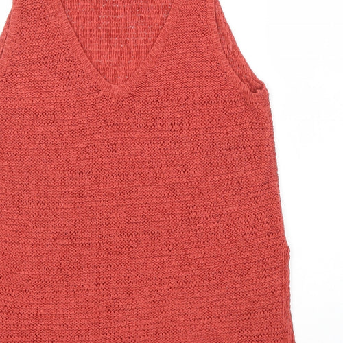 New Look Womens Red Acrylic Basic Tank Size 8 Round Neck