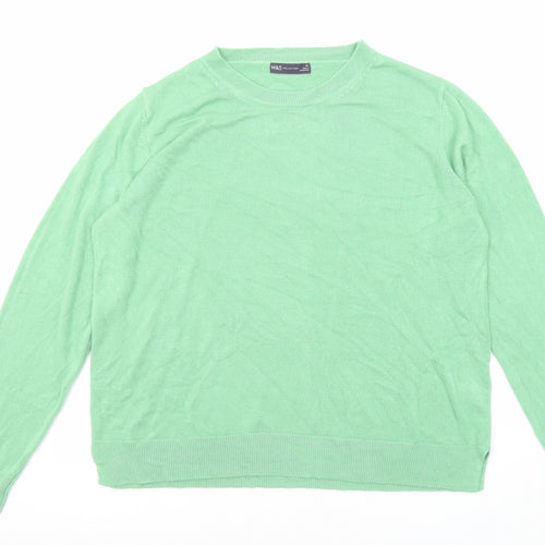 Marks and Spencer Womens Green Round Neck Acrylic Pullover Jumper Size 20