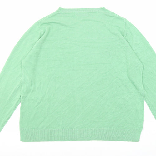 Marks and Spencer Womens Green Round Neck Acrylic Pullover Jumper Size 20