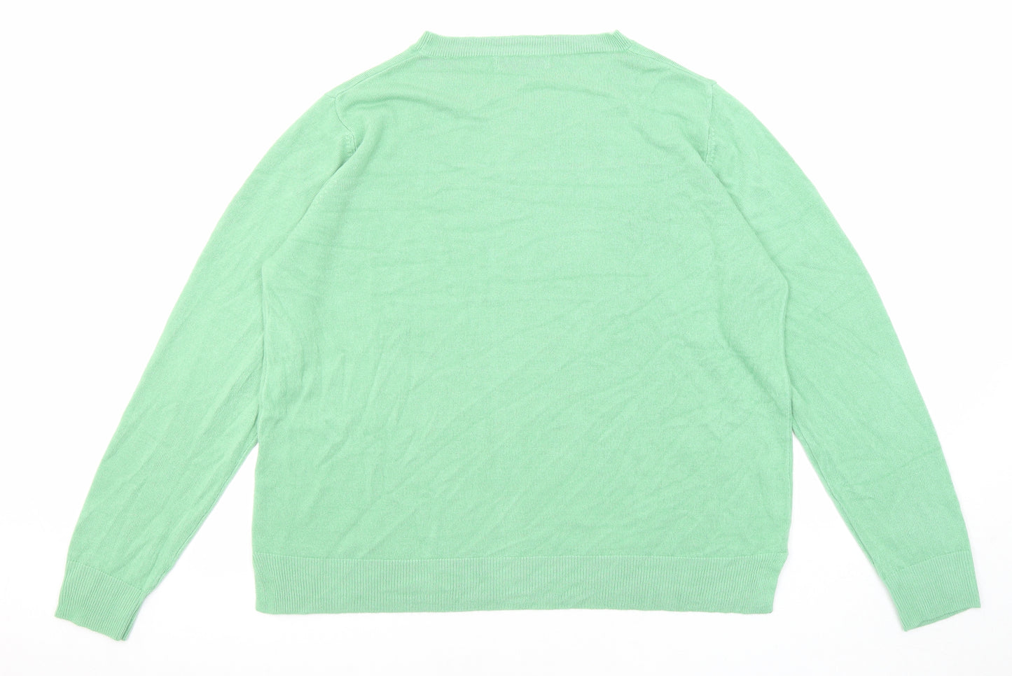 Marks and Spencer Womens Green Round Neck Acrylic Pullover Jumper Size 20