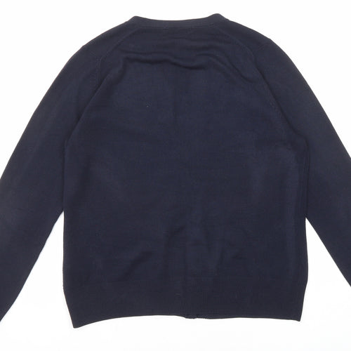 Marks and Spencer Womens Blue V-Neck Acrylic Cardigan Jumper Size 12