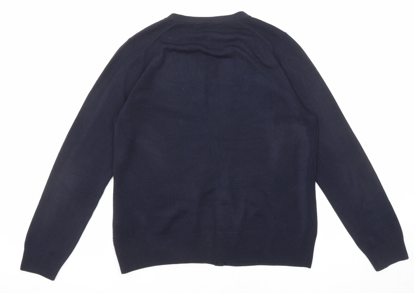 Marks and Spencer Womens Blue V-Neck Acrylic Cardigan Jumper Size 12